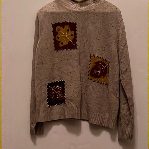 (10) SWEATER with leaves, large studio works brand - Picture 1 of 4